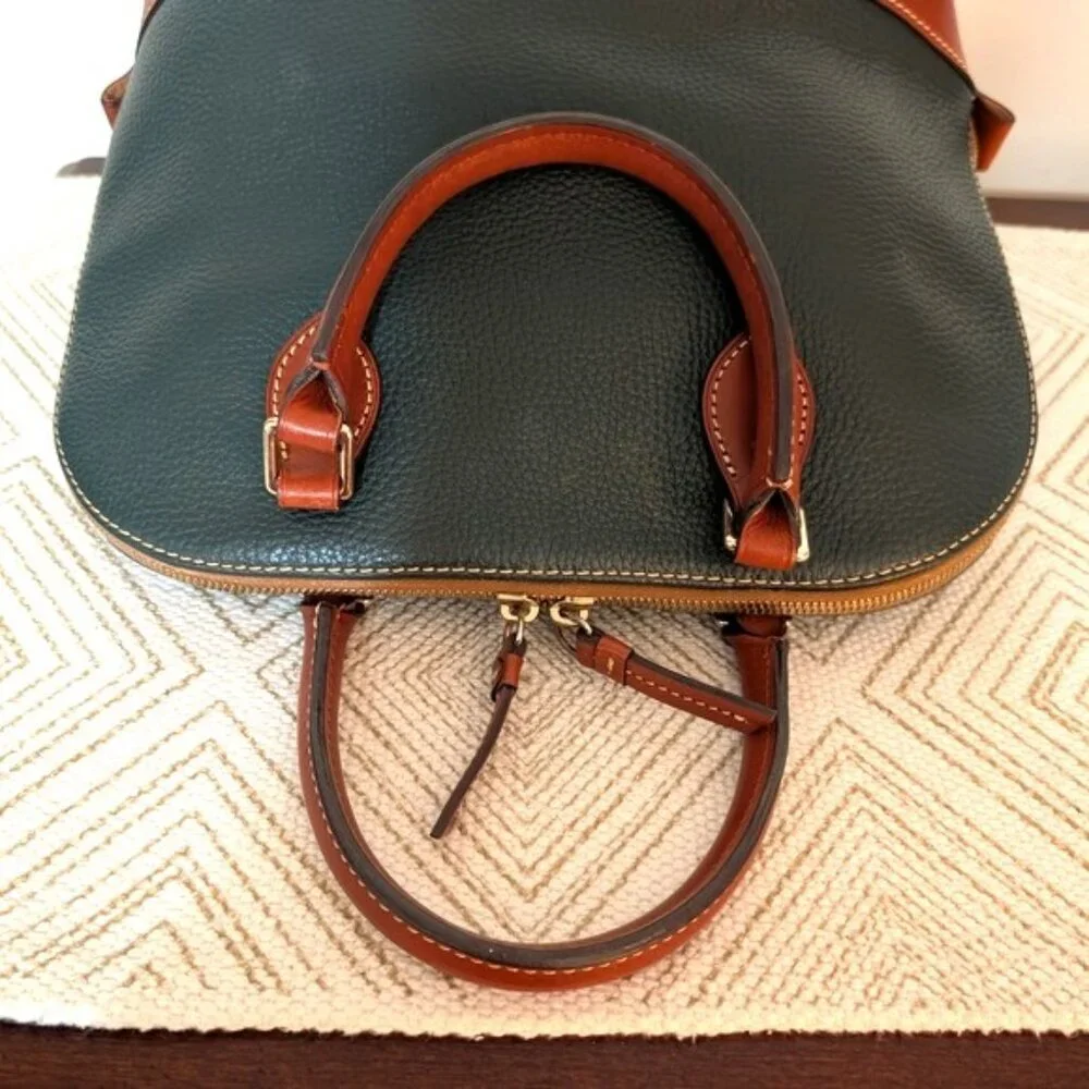 Dooney & Bourke Pebble Grain Leather Zip‎ Zip Satchel Green